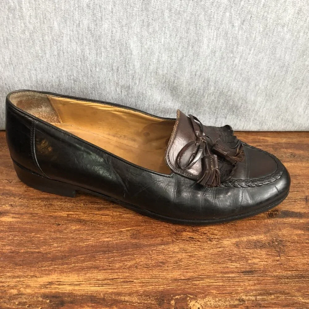Johnston & Murphy Men SZ 10.5 M‎ Made in Italy Brown Kiltie Tassel Loafer Shoes